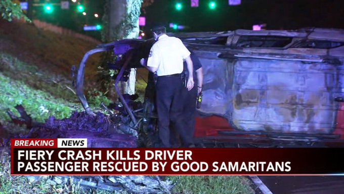 Driver killed, Witnesses Rescue Passenger in Fiery Crash on Roosevelt Boulevard