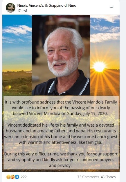 Vincent Mandola Death