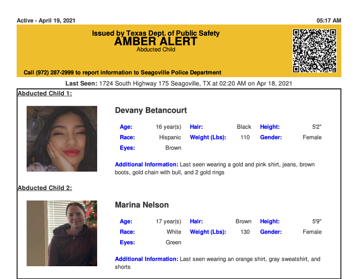 Devany Betancourt And Marina Nelson Missing